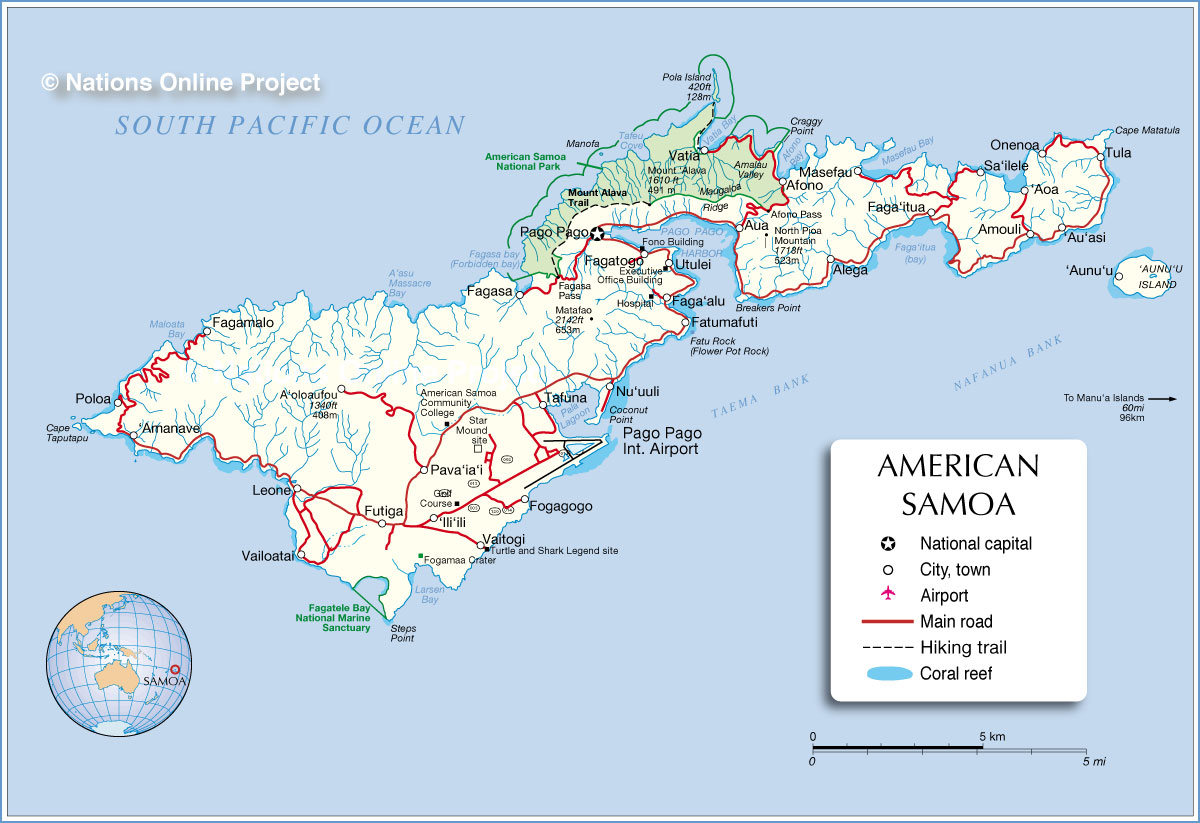 tutuila Ile carte Samoa americaines